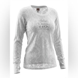 Harley-Davidson Woman’s 110th Anniversary Embossed Shirt Size M P2P 15” Route 66